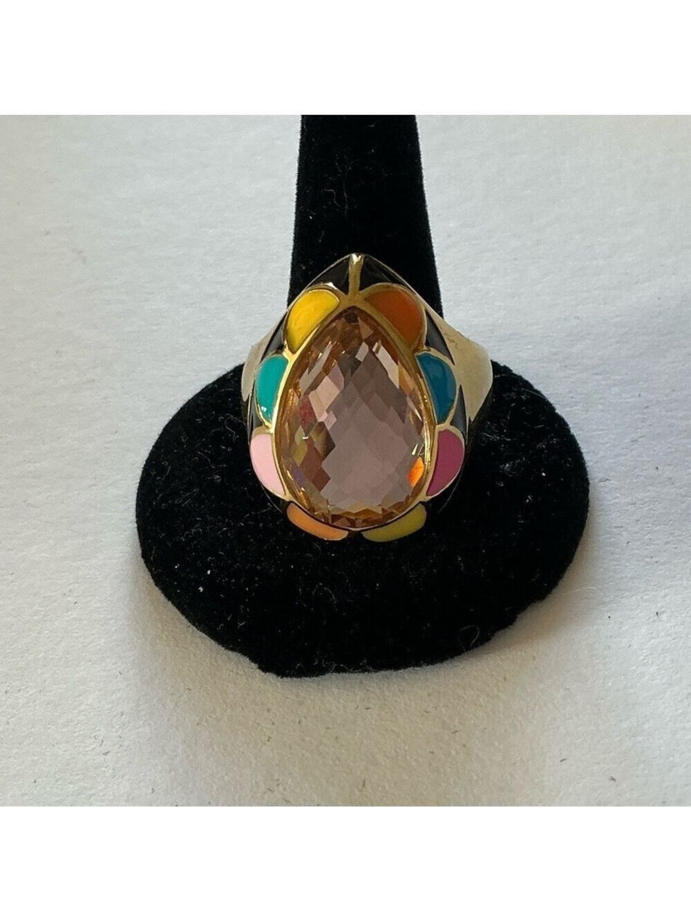 Vintage Gold Ring with Multicolor Accents